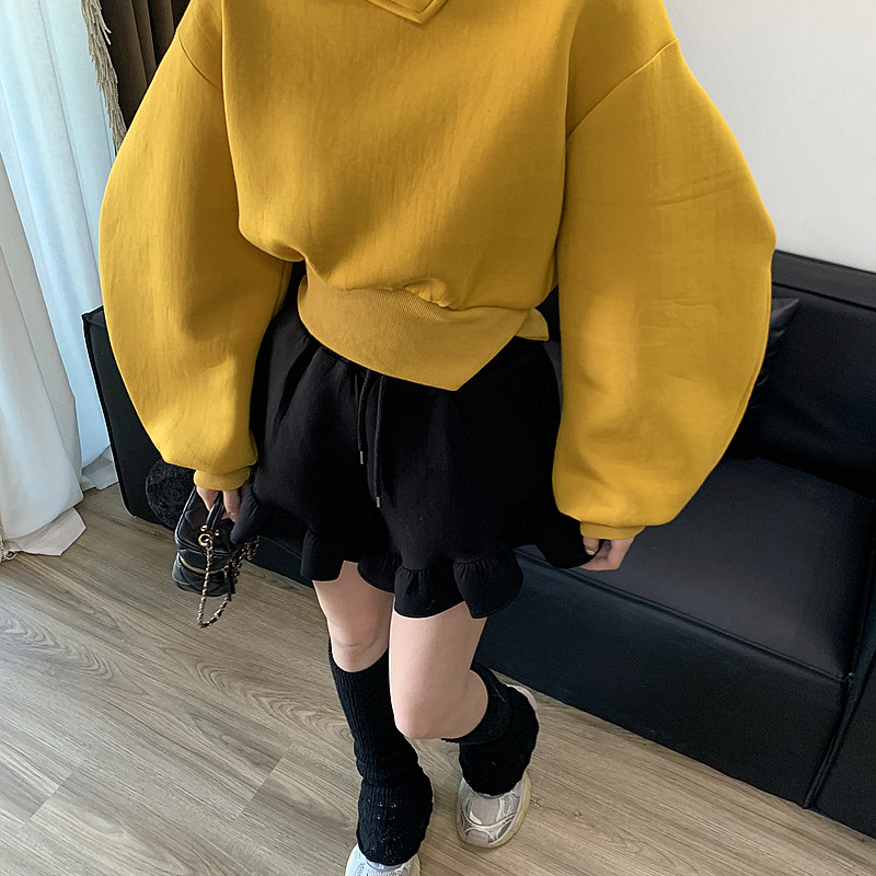 【卫衣脑袋】原单开衩翻领羊腿袖订制螺纹卫衣