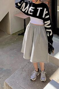 韩国东大门官网同步新品街头简约INS直筒宽松休闲高腰灰色五分裤