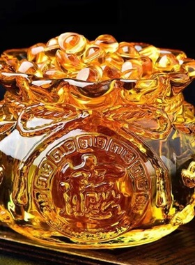 黄水晶聚宝盆摆件琉璃金元宝家用聚财家居桌面开业乔迁送礼品