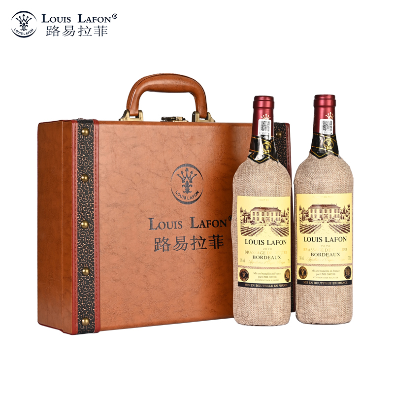 路易拉菲LOUISLAFON红酒法国窖藏波尔多原瓶进口AOC级双支礼盒装