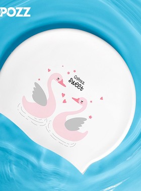 COPOZZ儿童硅胶游泳帽舒适不勒头男女童韩国时尚印花可爱泳帽护耳