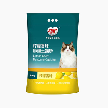 怡亲Yoken柠檬香天然膨润土大袋猫砂4kg结团快低尘去味除臭猫厕所