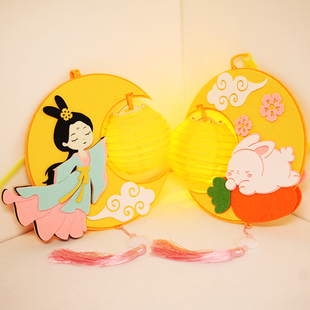 儿童卡通纸宫灯笼新年中秋嫦娥玉兔中式古风花灯led发光手提玩具