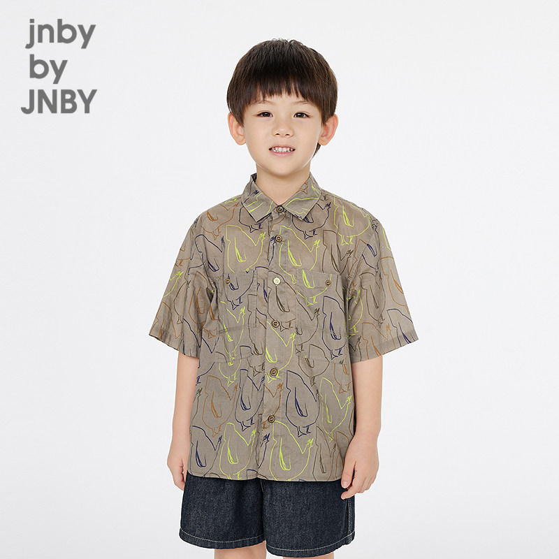 江南布衣童装短袖衬衣中袖衬衫领花型H型夏男女童jnbybyjnb
