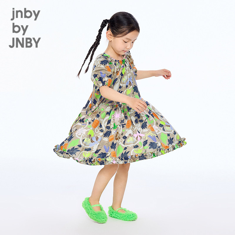 江南布衣童装宽松休闲短袖连衣裙A型圆领公主裙女童jnbybyjnby
