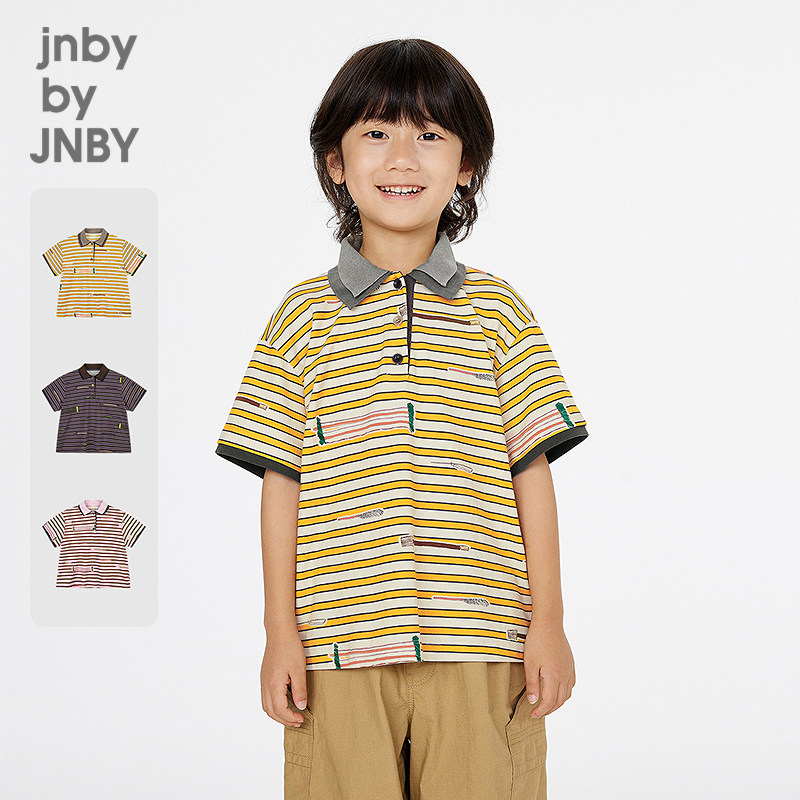 江南布衣童装短袖polo衫舒适翻领花型春男女童jnbybyjnb