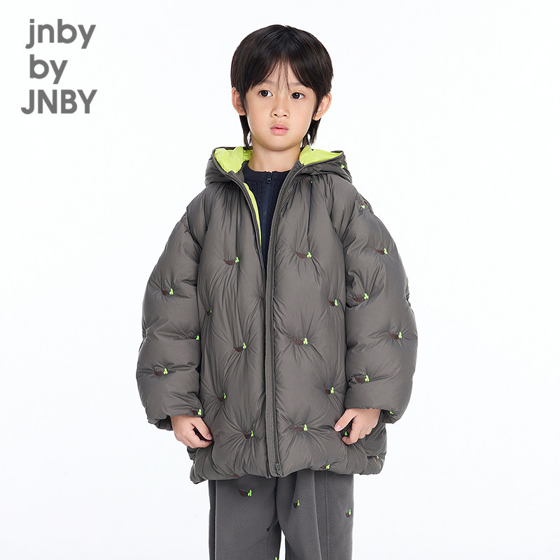 [重工]江南布衣童装刺绣羽绒服香蕉船中长款冬男女童jnbybyjnby