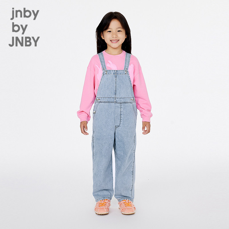 江南布衣童装牛仔背带长裤纯棉时尚纯色春男女童儿童jnbybyjn