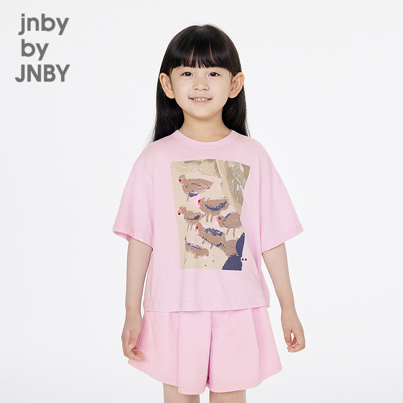 江南布衣童装短袖T恤纯棉洋气圆领艺术图案夏男女童jnbybyjn