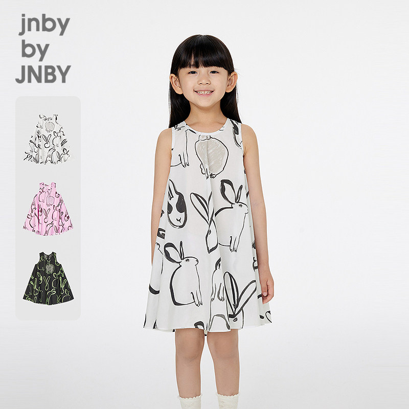 江南布衣童装连衣裙纯棉圆领印花A型公主裙夏女童儿童jnbybyj