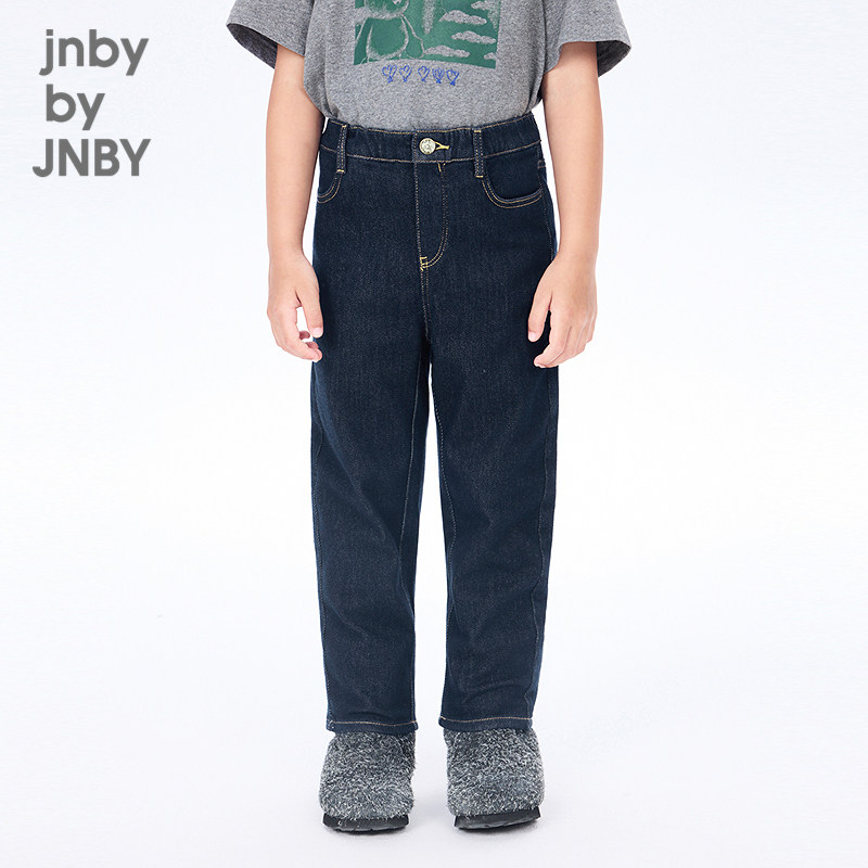 江南布衣童装宽松休闲水洗牛仔长裤时尚简约冬男女童jnbybyjnby