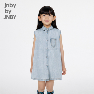 领纯色A型牛仔春女童jnbybyjnby 衬衫 江南布衣童装 连衣裙纯棉时尚