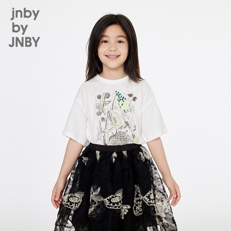江南布衣童装短袖T恤纯棉时尚圆领图案套头夏男女童jnbybyjnby