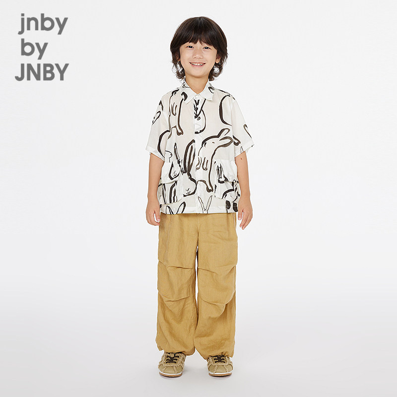 江南布衣童装短袖衬衣中袖衬衫领花型休闲夏男女童jnbybyjnby