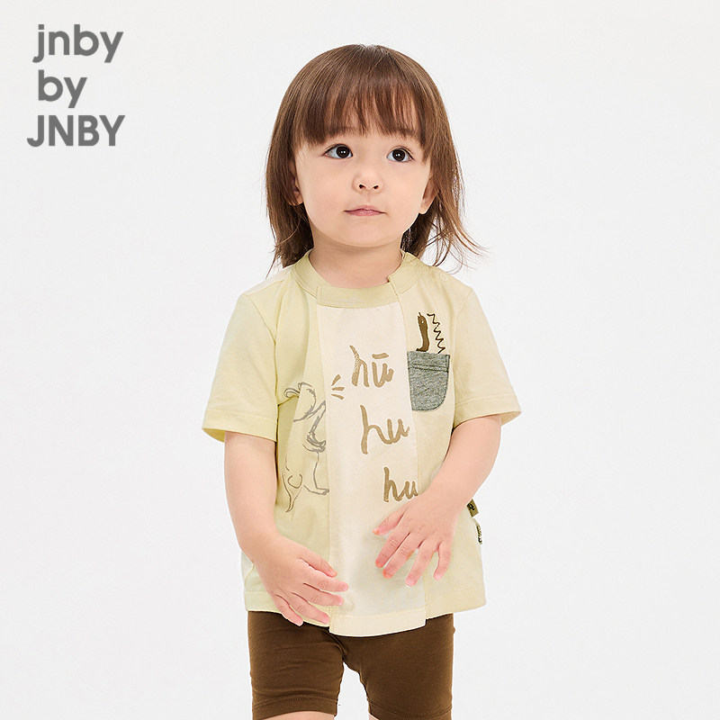 江南布衣婴童短袖T恤纯棉洋气圆领拼接春男女童婴儿jnbybyjn
