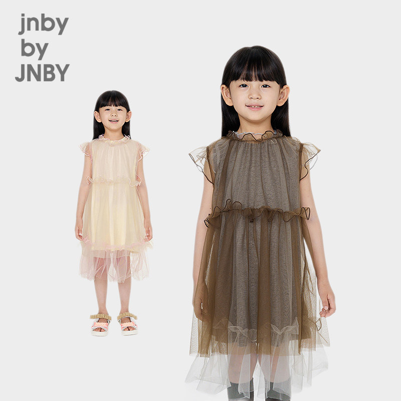 江南布衣童装连衣裙圆领纯色公主裙网纱夏女童儿童jnbybyjnb