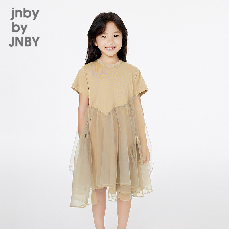 江南布衣童装连衣裙时尚圆领纯色公主裙网纱夏女童jnbybyjnb