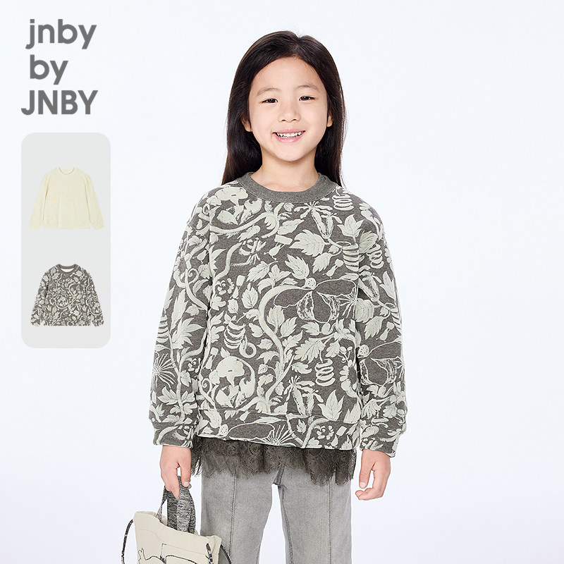 江南布衣童装休闲宽松套头卫衣圆领时尚简约冬男女童jnbybyjnby