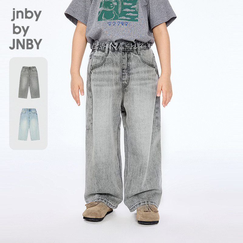 [秀场同款]江南布衣童装宽松休闲牛仔长裤简约秋男女童jnbybyjnby