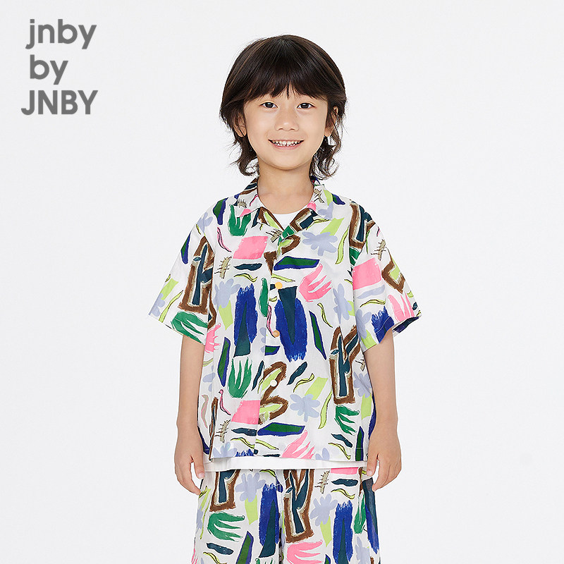 江南布衣童装短袖衬衣纯棉翻领印花随机轻薄夏男童jnbybyjnby