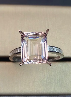 摩根石戒指长方形重量4.73克拉尺寸8.8*11mm晶体干净实物布灵布灵