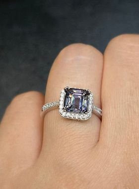 天然金属紫色金属灰色碧玺双色碧玺戒指重量2.045克拉晶体干净