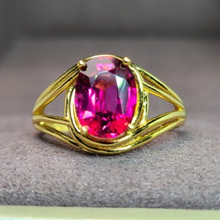 天然卢比来戒指s925银天然碧玺卢比来碧玺小众轻奢简约风开口