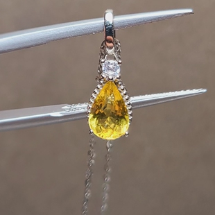 黄色海蓝宝石吊坠水滴形状金丝雀颜色黄色绿柱石简约复古款