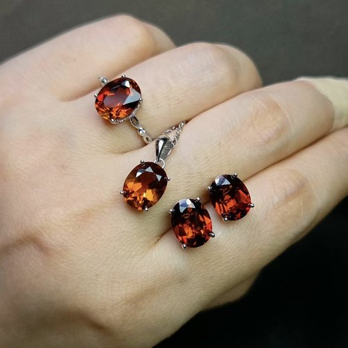 天然黄水晶戒指吊坠耳钉稀少暴力黄色宝石尺寸8*10mm天然黄晶