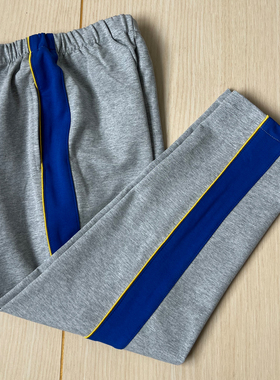 四季款初高中小学生校服裤子浅灰直口前浅黄绳后宝蓝宽杠男女定制