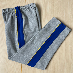 子浅灰直口前浅黄绳后宝蓝宽杠男女定制 初高中小学生校服裤 四季 款