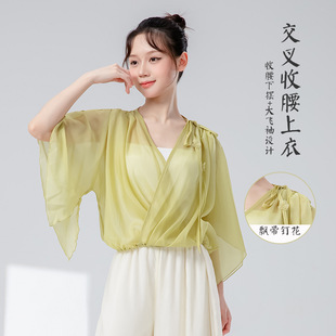 上衣罩衫 古典舞服女仙气飘逸雪纺感纱衣宽松蝴蝶水袖 中国风蝴蝶袖