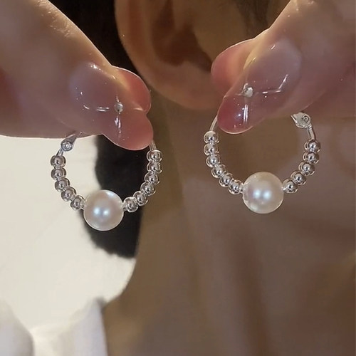 925银针刘亦菲同款珍珠耳环精致