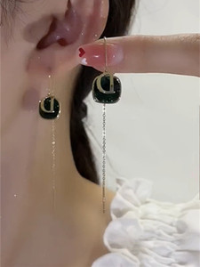 小众设计感字母D耳环女耳线2025年新款潮高级气质925银针耳饰品