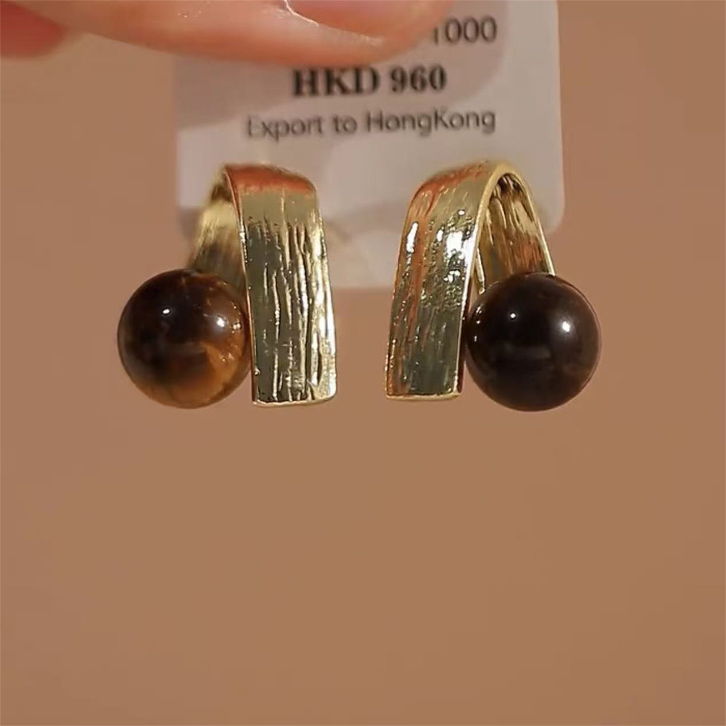 秋冬美拉德虎眼石耳环高级感耳钉