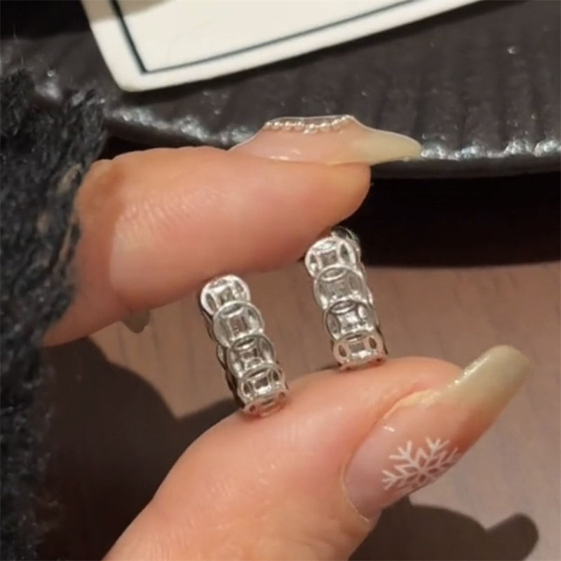 钱多多钱币耳钉女纯银针耳扣小众