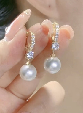 2025年新款潮日韩气质微镶珍珠耳扣法式耳环高级感轻奢爆款耳饰女