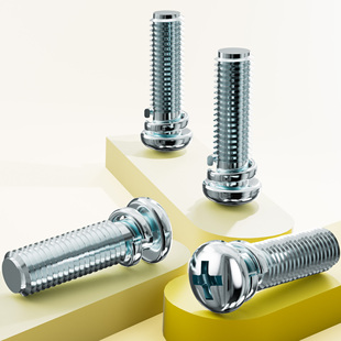 二组合圆头螺丝镀锌十字盘头GB9074.7自带弹垫螺钉组合螺栓M3M4M5