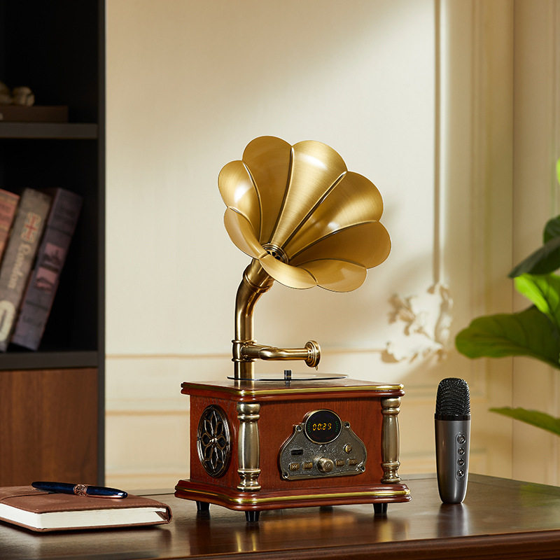 ODN欧蒂诺迷你留声机造型创意摆件蓝牙音箱复古收音机便携充电款