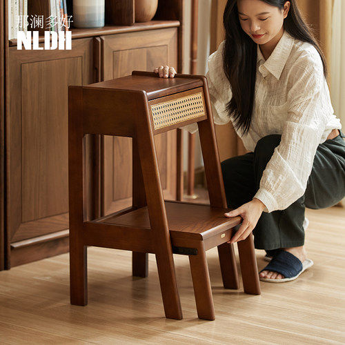 实木凳家用创意多功能穿鞋凳两用厨房客厅登高爬高两步阶梯凳高凳
