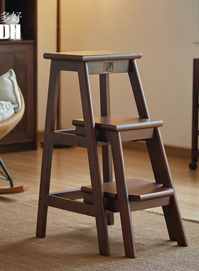 实木梯凳梯子凳子两用步梯家用多功能折叠三步梯花架加厚楼梯爬梯