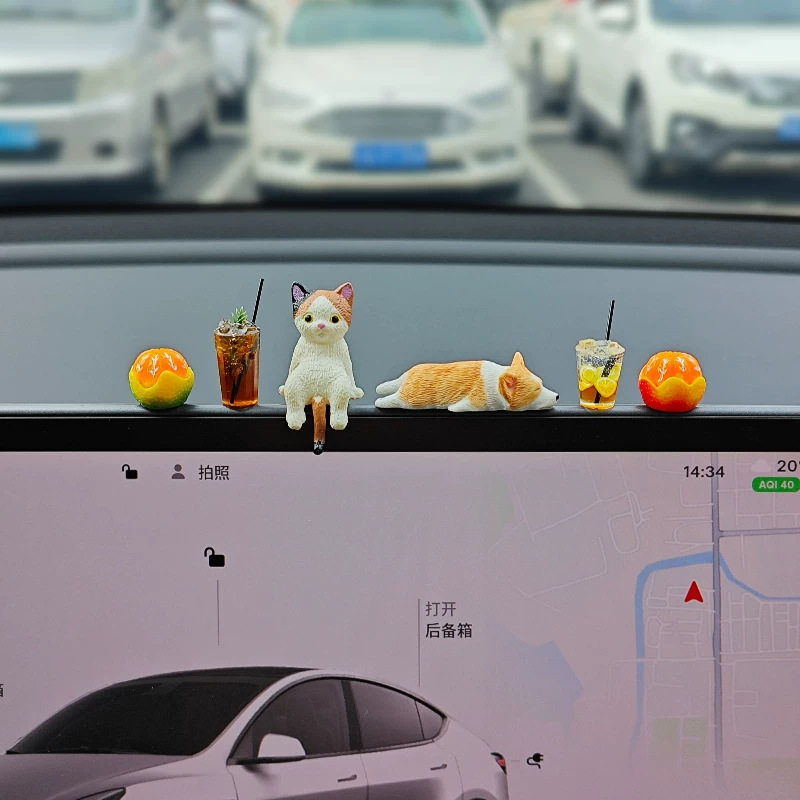 治愈系可爱猫咪柯基车载摆件