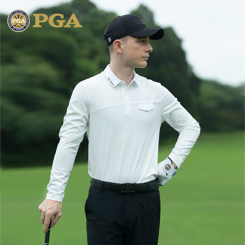 美国PGA高尔夫长袖T恤男翻领