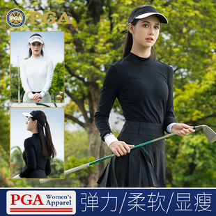高尔夫女装 长袖 女士秋冬新款 运动服装 衣服 上衣磨绒打底衫 美国PGA