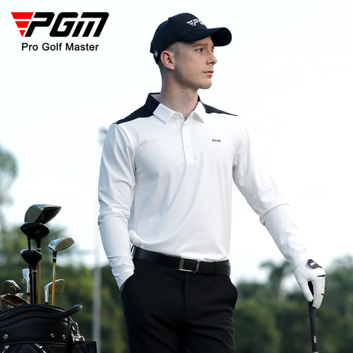PGM高尔夫服装男士拼色polo衫