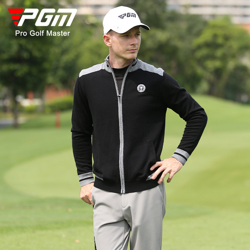 pgm 高尔夫男装外套衣服 长袖t恤 春季服装男士立领毛衣针织衫