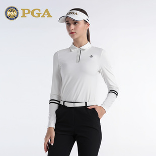 女装 夏季 运动上衣polo衫 t恤学院风 美国PGA高尔夫服装 休闲长袖 修身