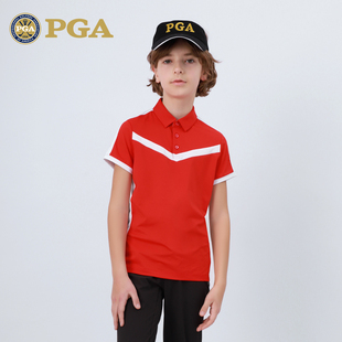 男童短袖 T恤衫 服装 子 美国PGA儿童高尔夫套装 春夏季 青少年运动裤
