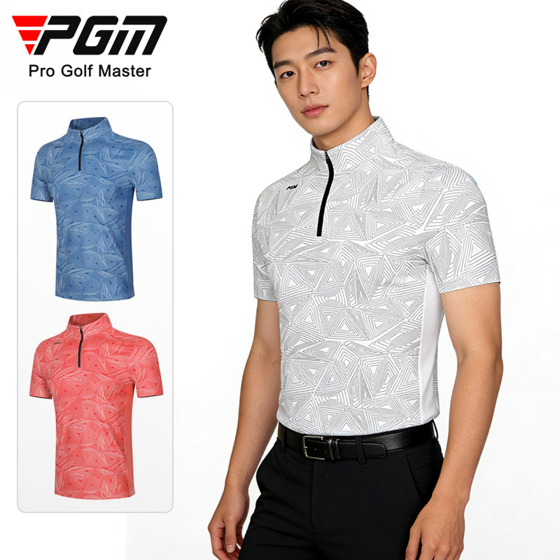 PGM 高尔夫服装男士短袖t恤印花男装衣服夏季运动球衣上衣polo衫