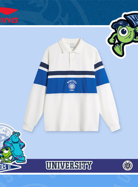 李宁男卫衣怪兽大学联名系列宽松舒适休闲运动长袖POLO衫APLU145